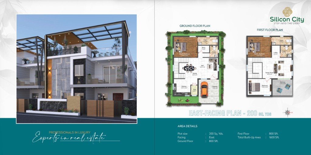 East-facing plan 200 sq yds